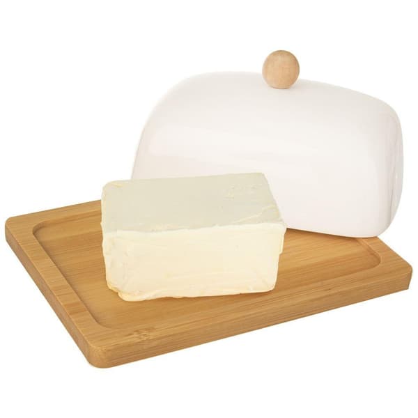 SMÖRFAT I PORSLIN, BAMBU, VIT 127144