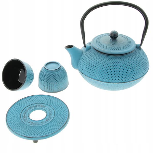 Støbejernskedel 1,5L tekande 2 kopper teinfuser + si