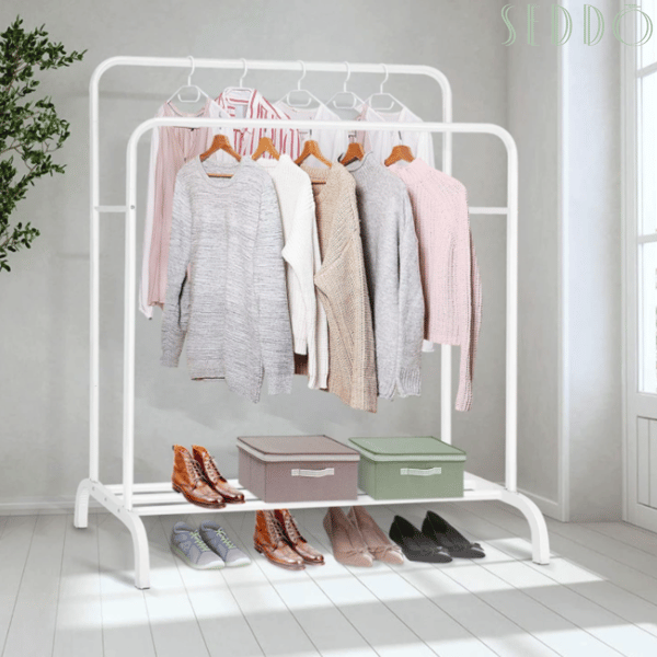 Metal bøjle stående hall garderobe solid hylde stor