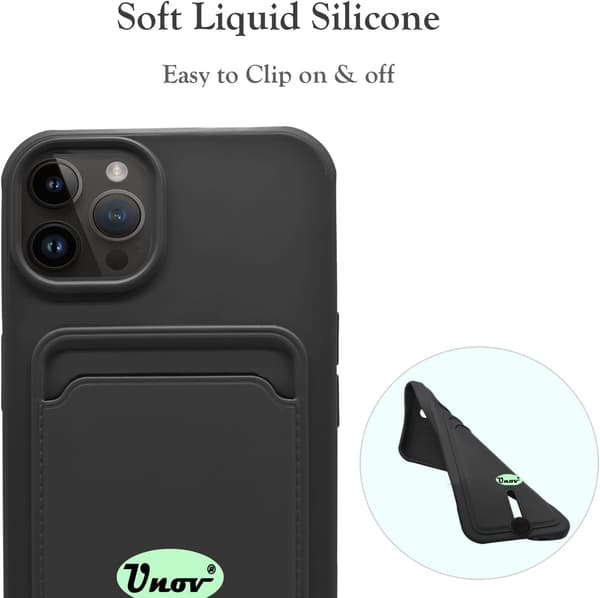 Silikonikuori Apple iPhone 14 Pro 6.1" musta kiinteä + lompakko