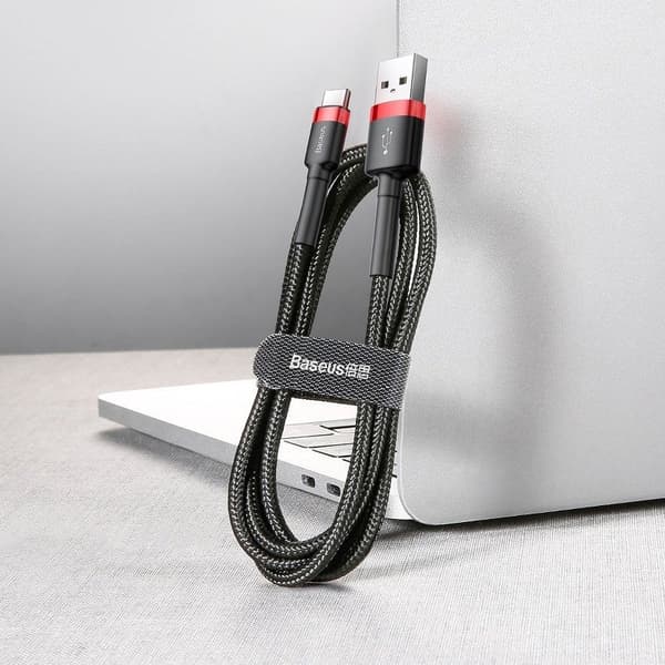 Baseus Cafule 2A USB til USB-C Kabel 3m (Rød-Sort)