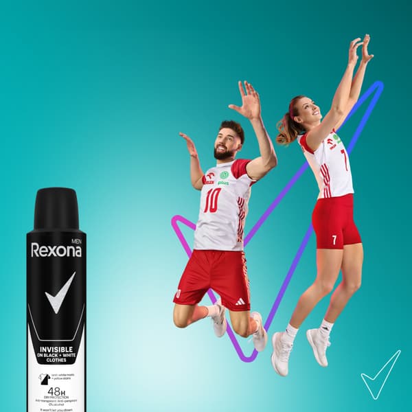 534444 Rexona Män Spray Osynlig Svart & Vit