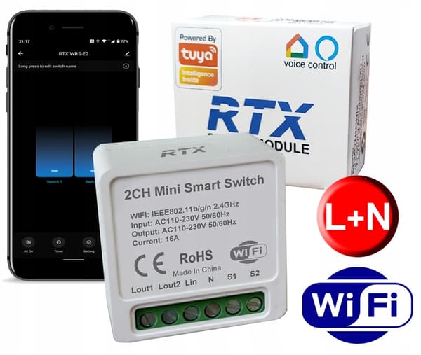 TUYA Smart RTX Eco 2OB WiFi-belysningsstyringsmodul