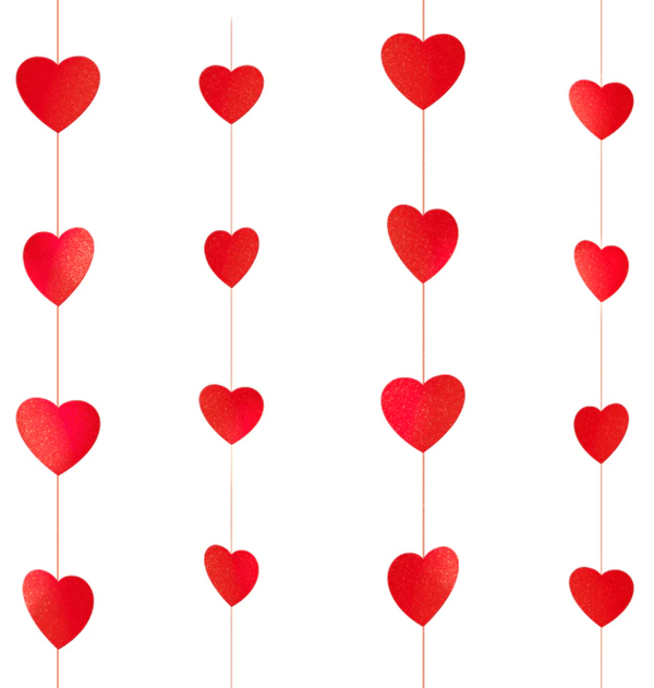 Rød hjerte-guirlande Valentinsdag 500 cm