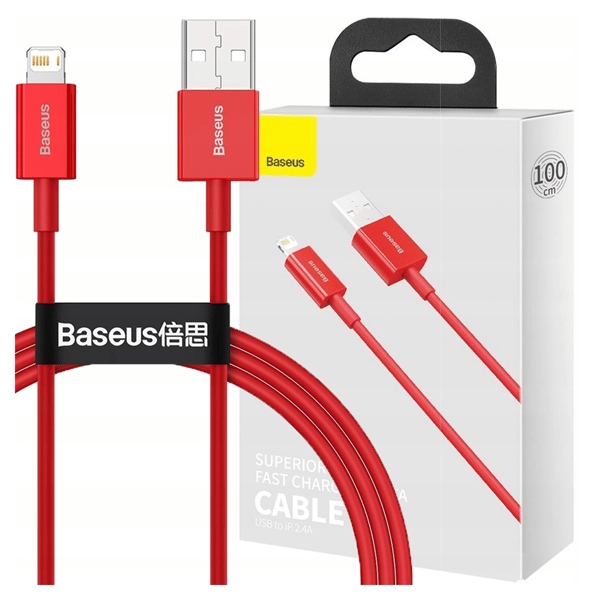 Baseus Superior Series USB till Lightning-kabel, 2.4A, 1m (röd)