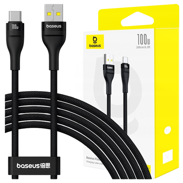 Baseus Flash 2 100W USB-C-kaapeli, 2m (musta)