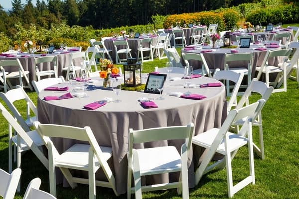 Klapstol, have, catering, banket, bryllup, hvid
