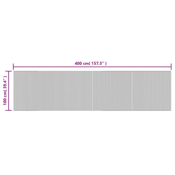 vidaXL Suorakulmainen matto, harmaa, 100x400 cm, bambu