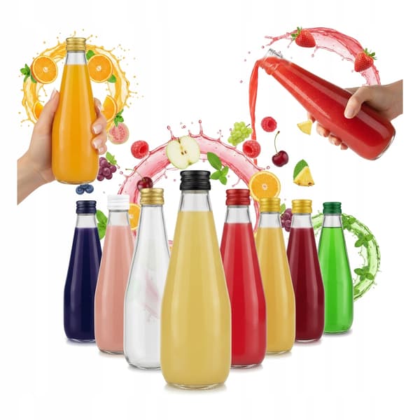 5 x pulloa mehutippoille 330 ml + pullonkorkit siirappi-tinktuuralle 5 kpl.