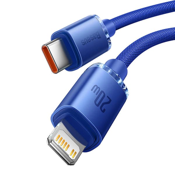 Baseus Crystal Shine USB-C til Lightning-kabel, 20W, PD, 2m (blå)