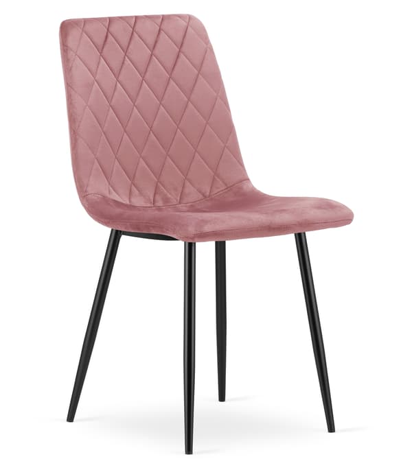 TURIN stol - pink velour / sorte ben x 2