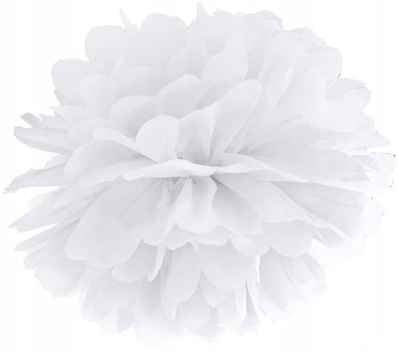 Papperspompom, vit, 35 cm, 1 st.