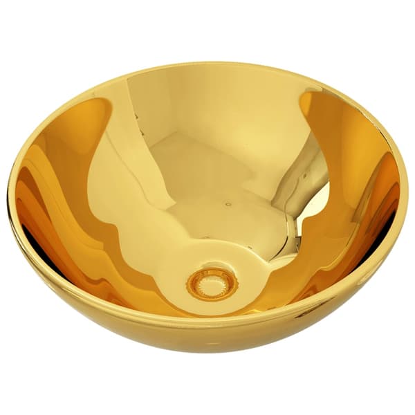 vidaXL håndvask, 32,5 x 14 cm, keramik, guld