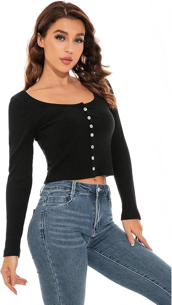 SORT RIBBET BLUSE TIL DAMER Y2 S. XS