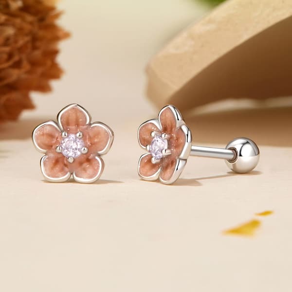 Örhängen med körsbärsblommor, 925 silver
