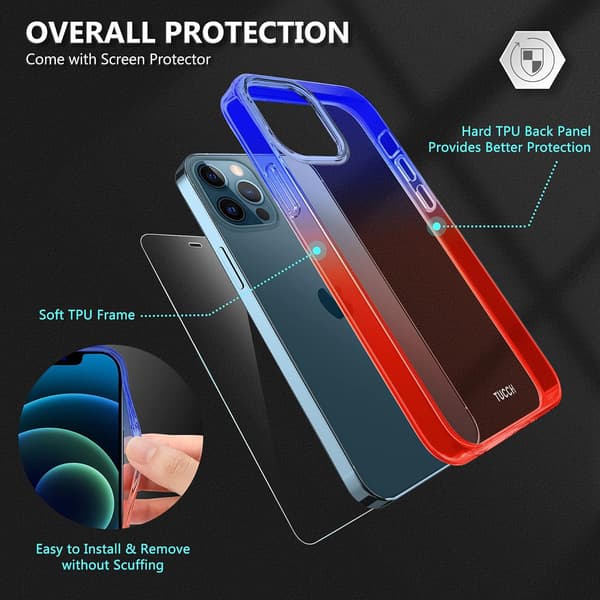 TRANSPARENT HÅRDT ETUI TIL APPLE IPHONE 12/12 PRO + HÆRDET GLAS