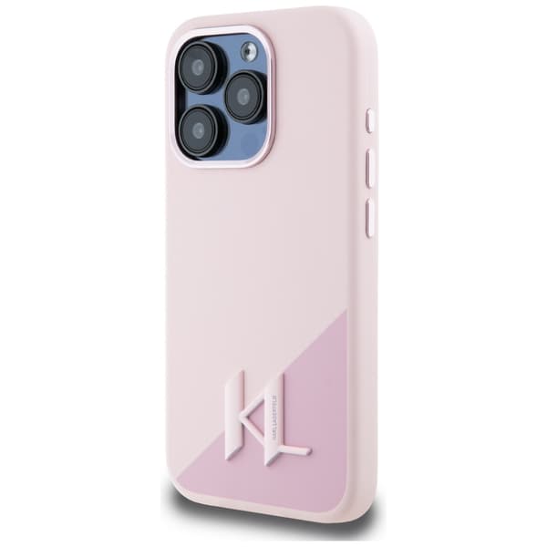 Karl Lagerfeld Silikone Shadow Metal Initial MagSafe-etui til iPhone 15 Pro Max - Lyserødt