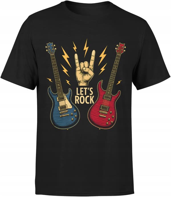 HERRROCK AND ROLL-T-SHIRT MED ELBILDSGITARR-TRYCK LET'S