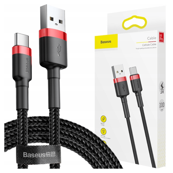 Baseus Cafule 2A USB till USB-C-kabel 2m (röd-svart)