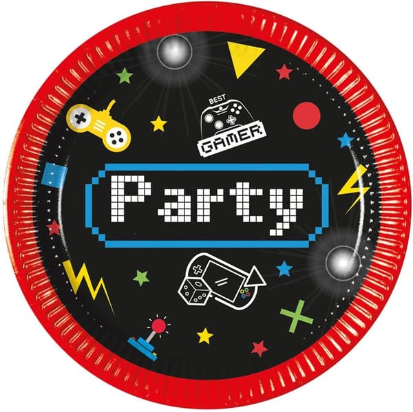GRA Gaming Party Födelsedagstallrikar 20cm 8 st.