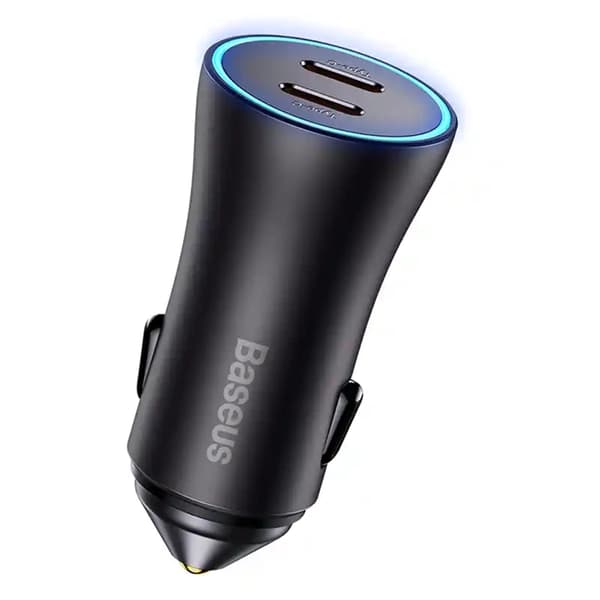 Baseus Golden Contactor Pro Billaddare, 2x USB-C, 40W (Grå)