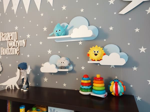 Cloud Shelves Sæt med 3 Moli- Galaxy - Blå og Hvid