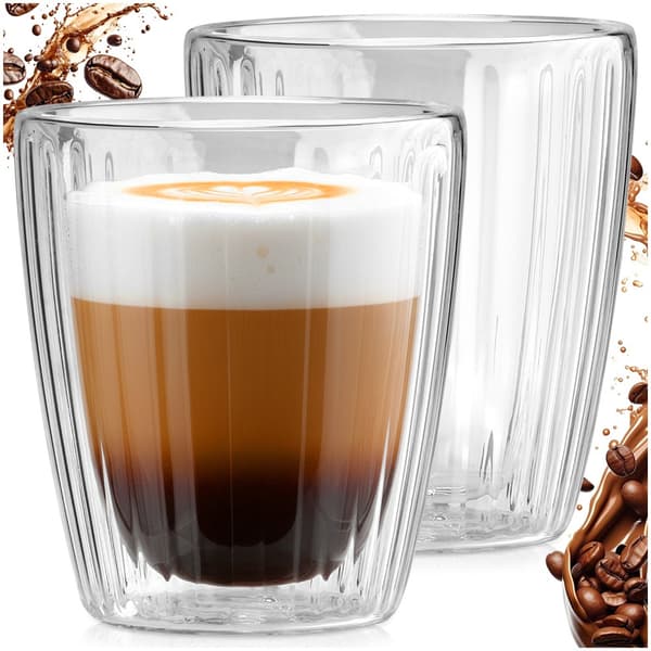 Dobbeltvæggede termiske glas til kaffe og te 230 ml 2 stk.