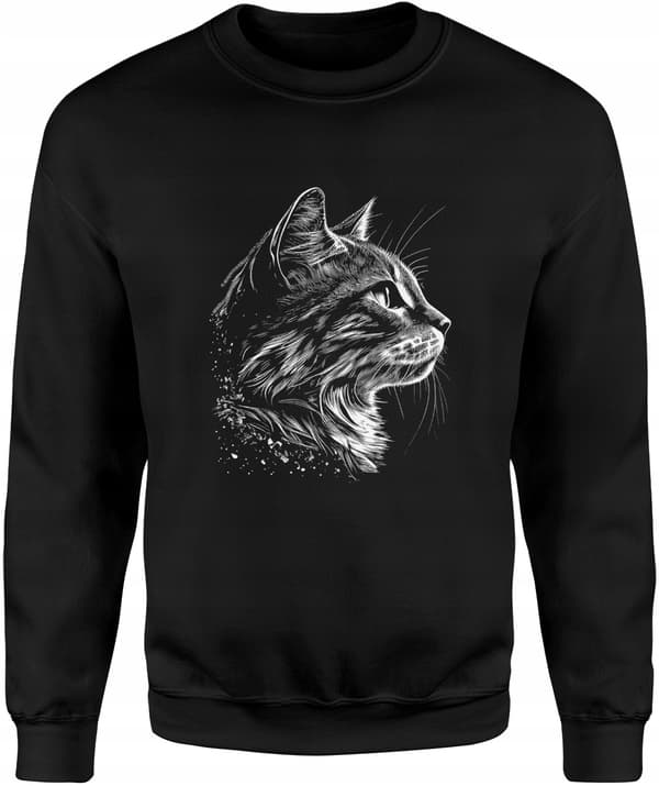 CAT HERRESWEATSHIRT MED KATTEPRINT XL UDEN HÆTTE SORT
