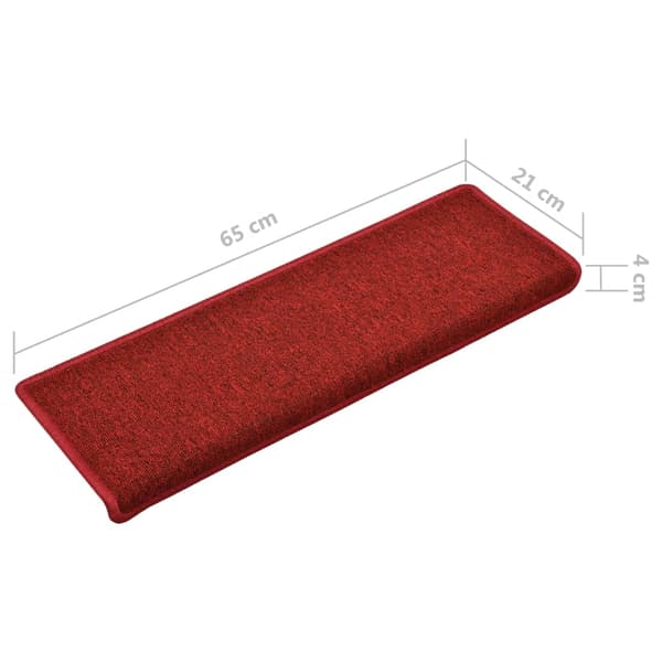 vidaXL Trappmattor 15 st 65x21x4 cm röda rektangulära kanter