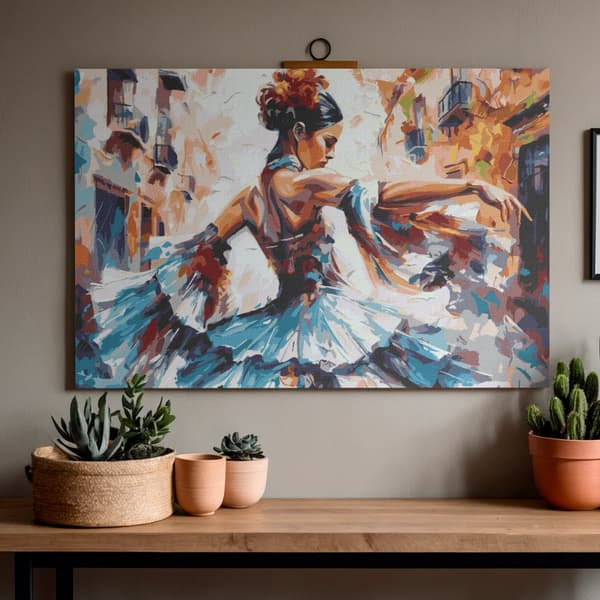 Mal efter tal billede med ramme Dame i dans 50x70 cm
