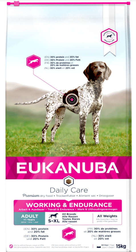 EUKANUBA Working & Endurance torrfoder för hundar 15 kg