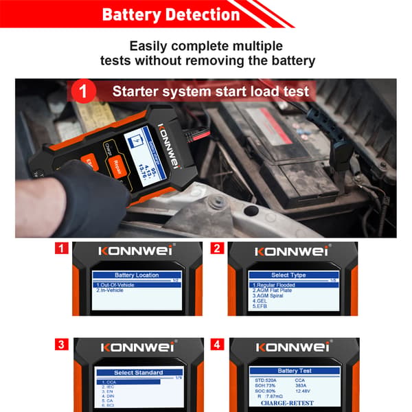 Konnwei KW520 autoakun testalaite