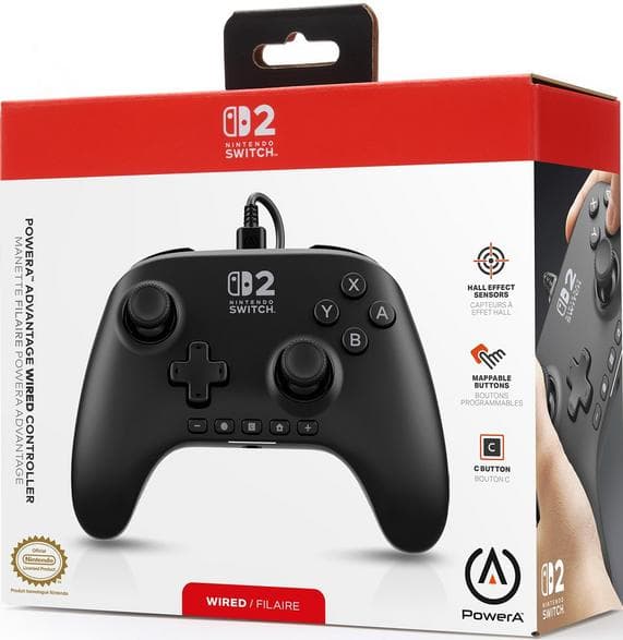 PowerA Advantage -kaapelikontrolleri Nintendo Switch 2 Musta