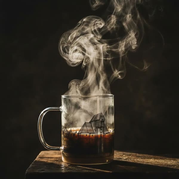 GLASKOP BYEN GDAŃSK 0,4L TRANSPARENT MED SORT TRYK