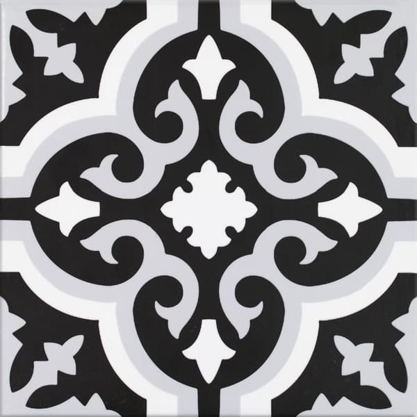 Dekorativ stentøjsflise Orly Noir patchwork 20x20 cm klasse I