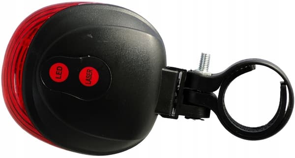 Baglygte til cykel 5 LED'er med laser, 5 tilstande