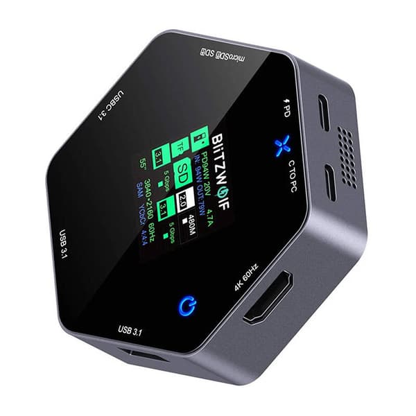 Blitzwolf BW-TH16 8-i-1 dockningsstation USB 100W LCD Smart Display