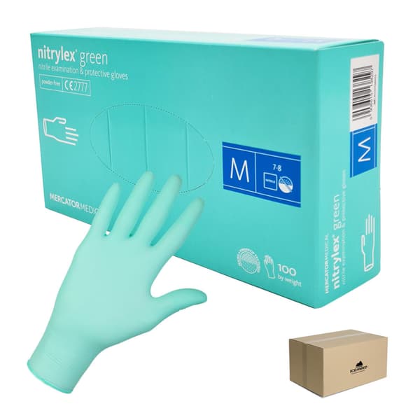 Nitrilhandsker M grønne Mercator Nitrylex Grøn 100 stk. karton 10-pak