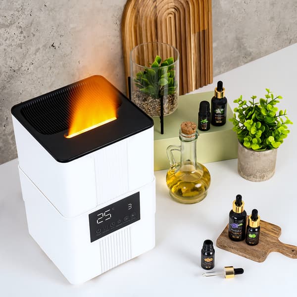 Ultralydsdiffuser 3,5l med humidistat + timer + brandeffekt