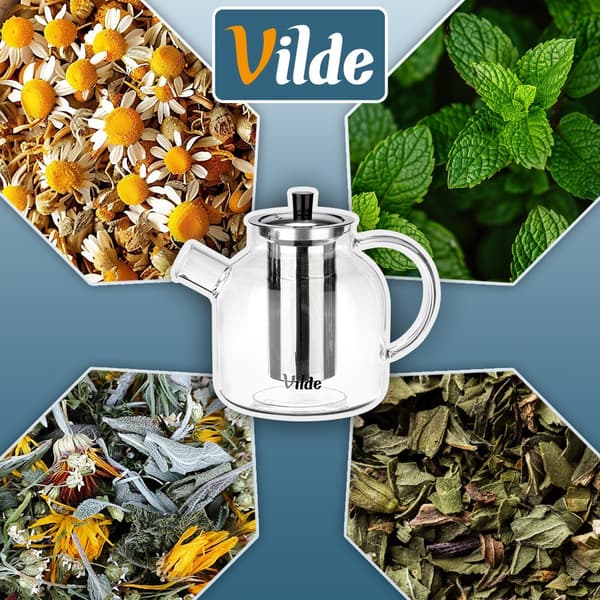Varmebestandig glaskande med te-infuser, 1,2 l