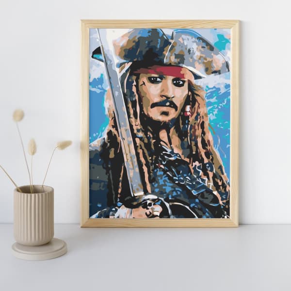 MALING EFTER TAL MED RAMME Malerier til maleri - Jack Sparrow 40x50 cm