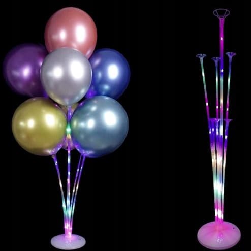 Ballonstativ med 7 pinde og LED-lys