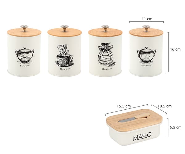SET MED 4 KÖKSBEHÅLLARE OCH SMÖRFAT E-6056