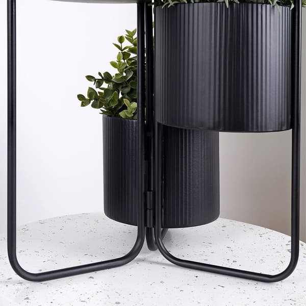 Blomsterholder metal sort 3-niveauer 33x24x57 cm