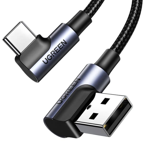 UGREEN US176 USB-C til USB-A 2.0 vinklet kabel, 3A, 3m (sort)