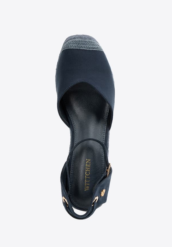 Wittchen Dames Espadrilles med kilehæl og bindebånd, Marineblå, Syntetisk materiale