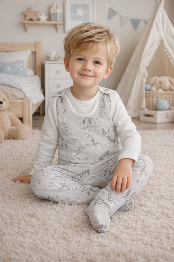 110 børnepyjamas, 100% bomuld, GIRAFF
