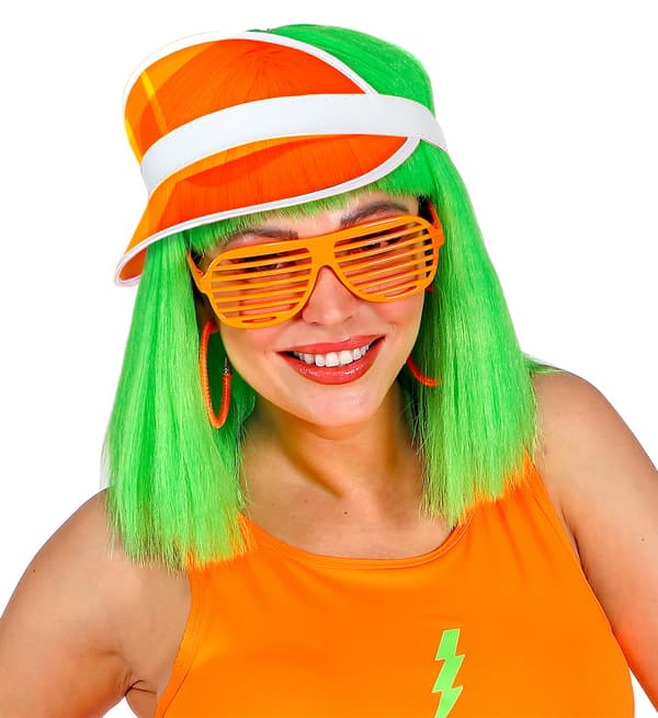80'er Neon Orange Visir Disco Kasket