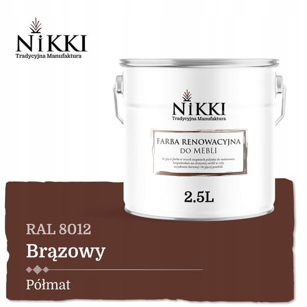 Maling til køkkenfronter brun rød RAL8012 halvmat 2,5L