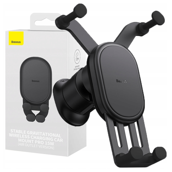 Baseus gravity-beslag til gitter med 15W induktiv oplader (sort)